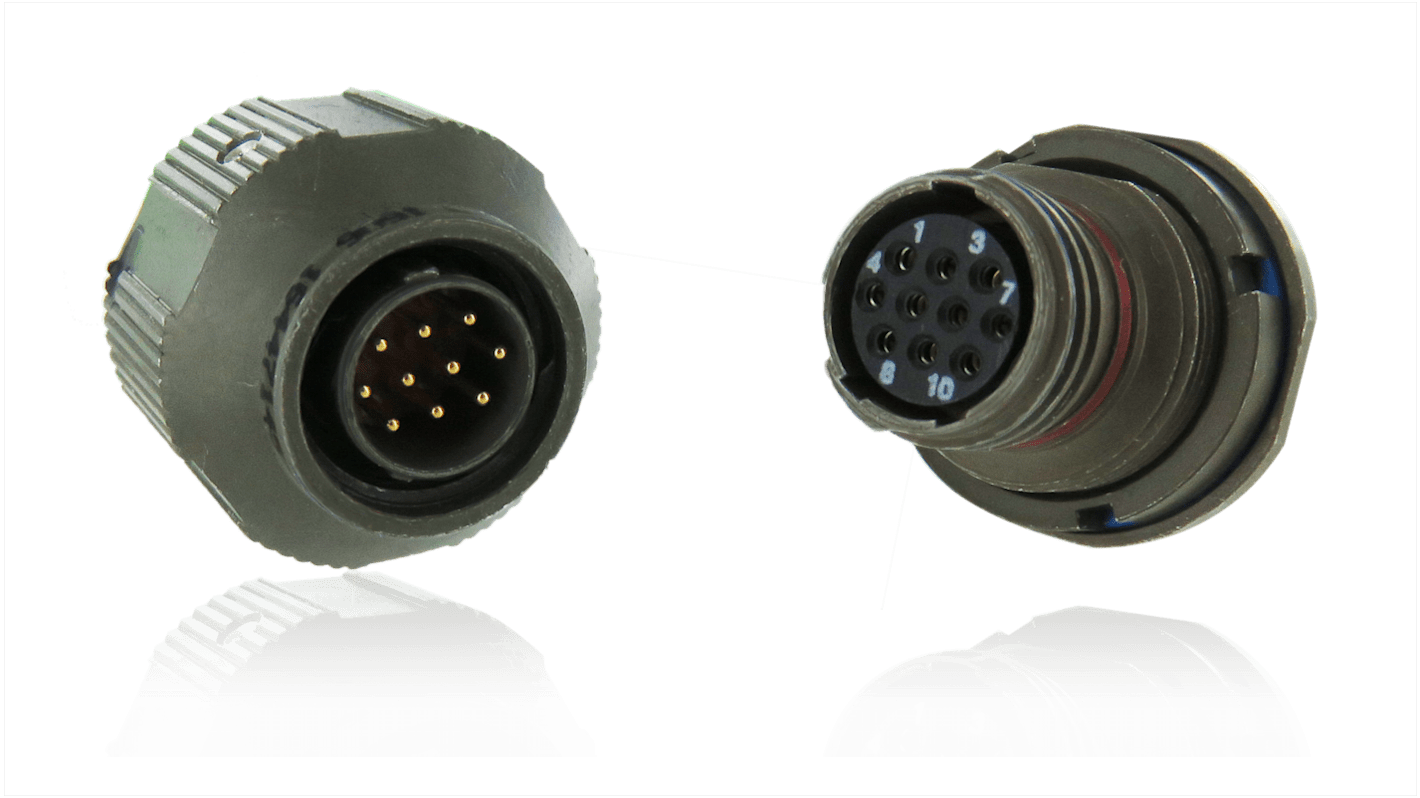 Conector circular Amphenol Socapex Hembra serie 2M805 de 19 vías hembra, tamaño 11, Contratuerca