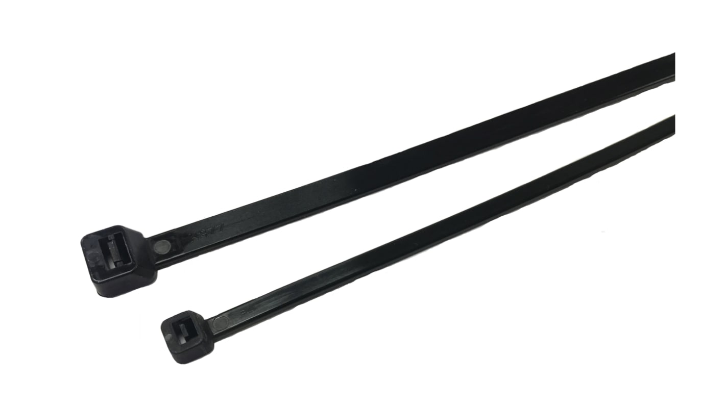 RS PRO Cable Tie, 1.168m x 9 mm, Black Nylon