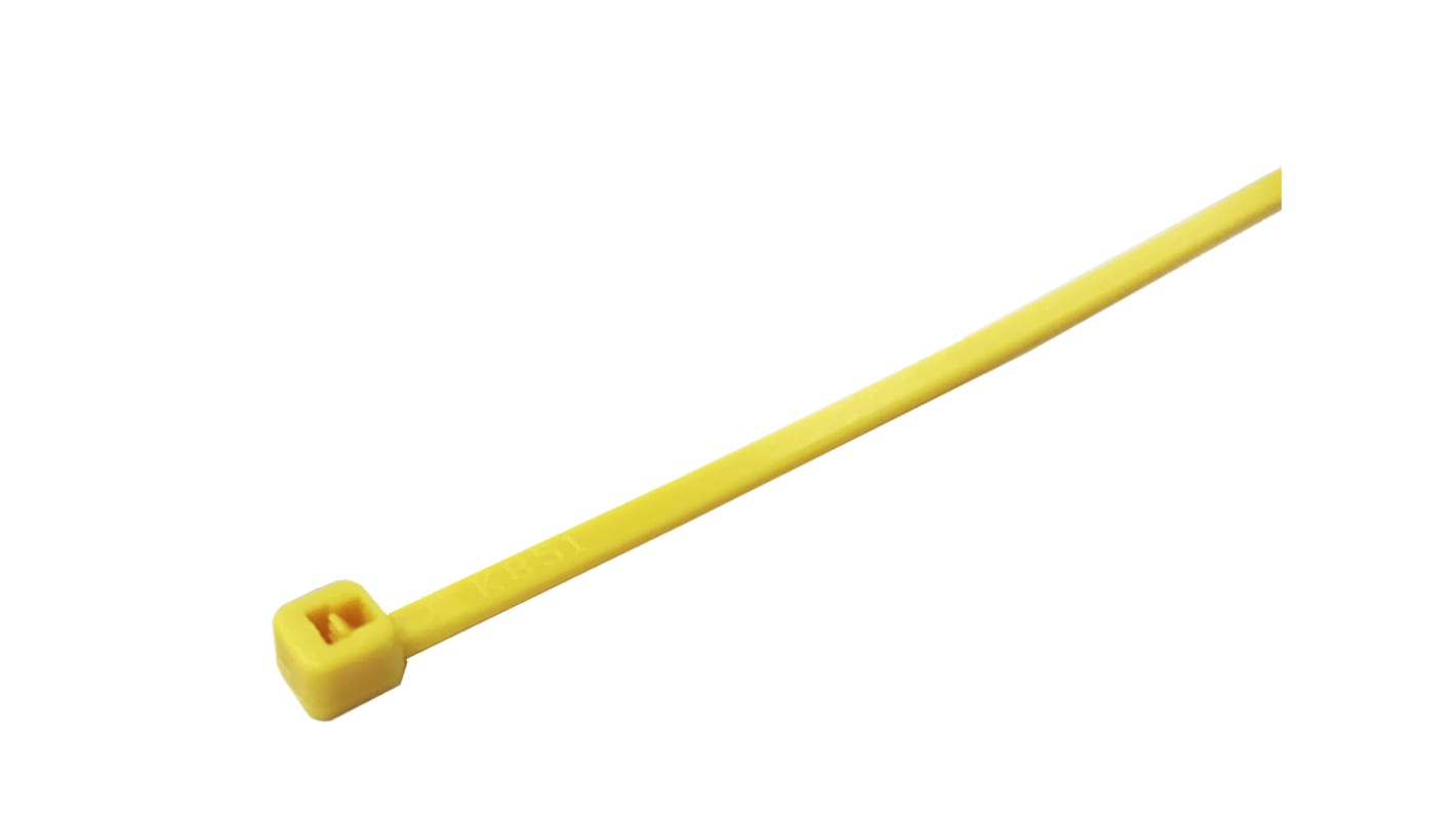 RS PRO Cable Tie, 203mm x 4.6 mm, Yellow Nylon