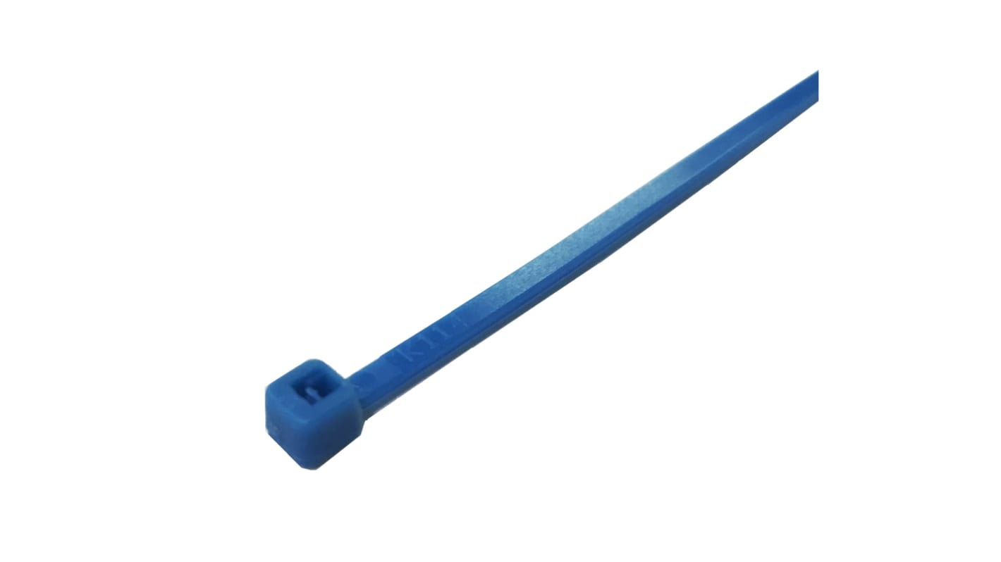 RS PRO Cable Tie, 380mm x 7.6mm, Blue Nylon, Pk-100