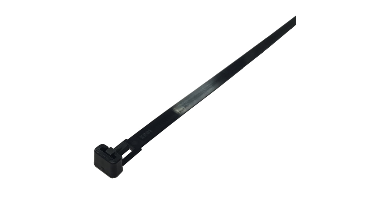 Brida RS PRO de Nylon 66 Negro, 200mm x 7,6 mm, Reutilizable