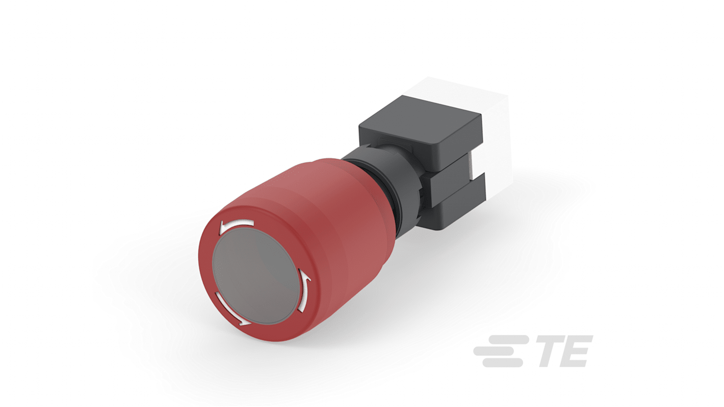 Seta de emergencia TE Connectivity, iluminado, 1 NC, montaje en panel, Ø de montaje 16mm, IP65