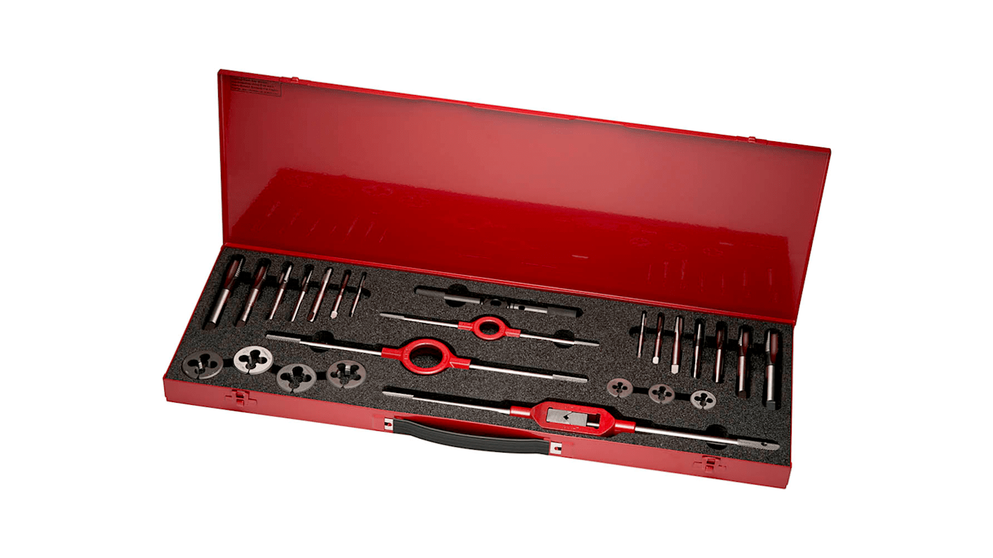 L120 32UNC Dormer 27Piece HSS Thread Tap & Die Set, 1/4 in UNC 3/4