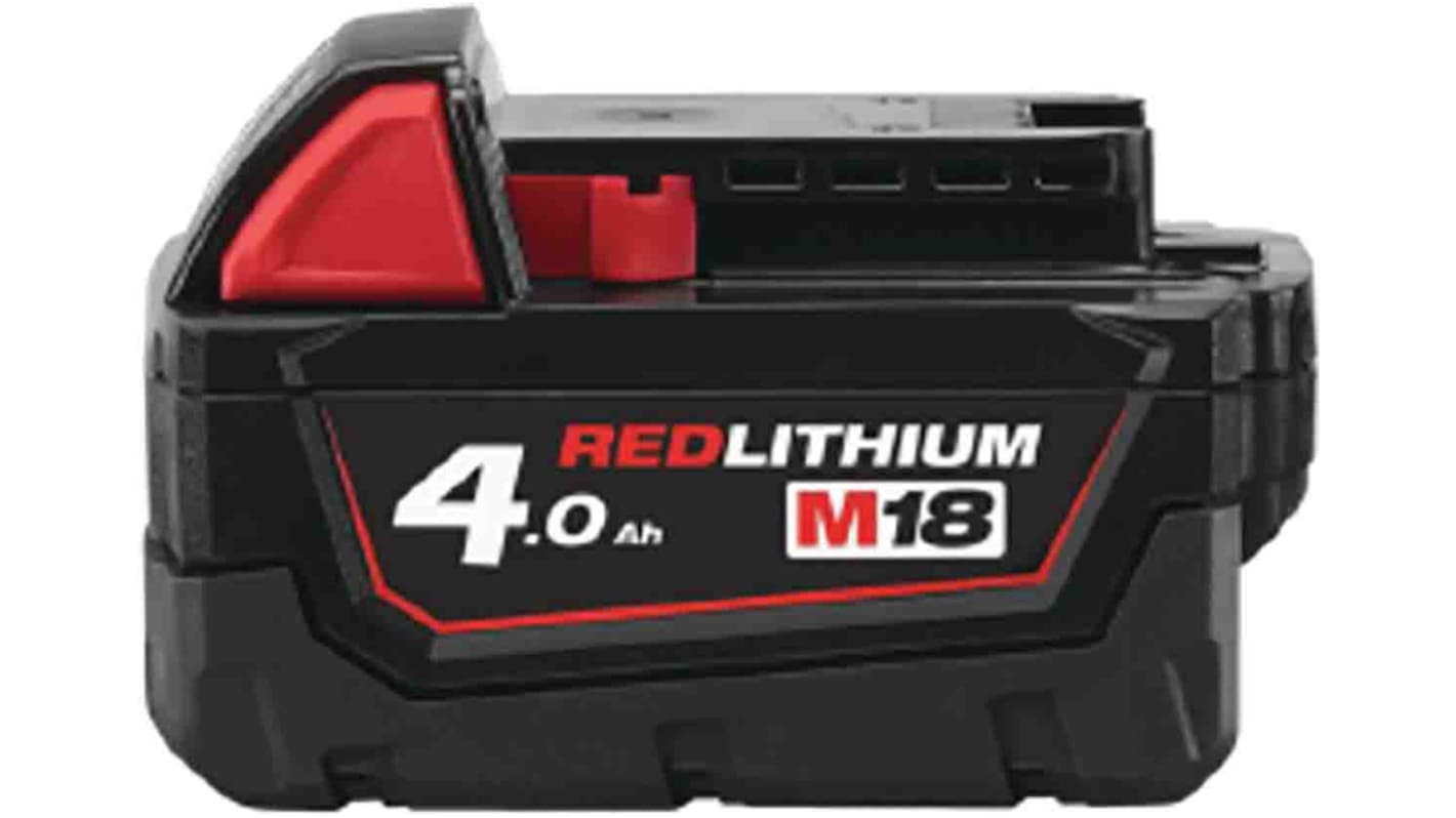 Milwaukee M18B4 4Ah 18V Rechargeable Power Tool Battery, For Use With Milwaukee Power Tools