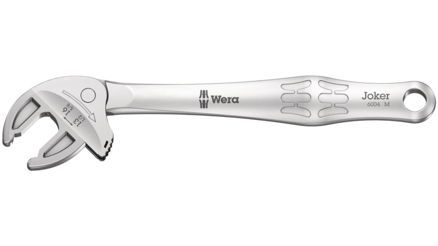 Wera Adjustable Spanner, 188 mm Overall, 13 → 16mm Jaw Capacity, Soft Grip Handle