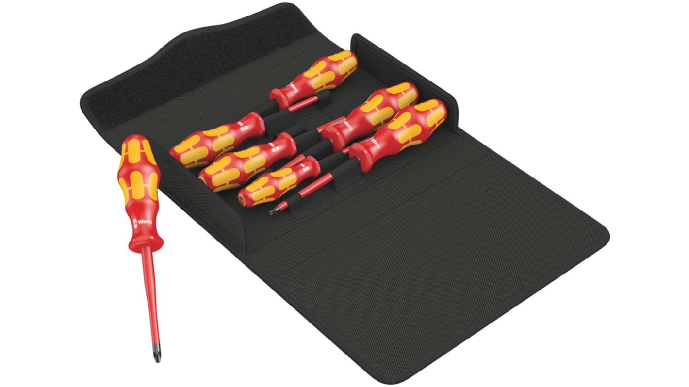 Wera Phillips; Pozidriv; Slotted; Torx Insulated Screwdriver Set, 7-Piece