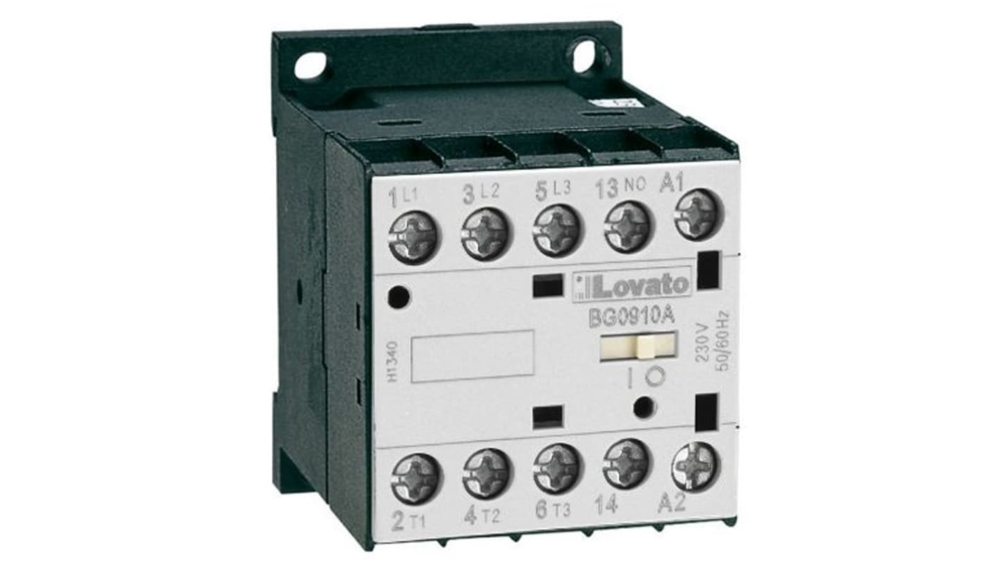 Lovato Contactor, 24 V ac Coil, 3-Pole, 9 A, 5 kW, 1NC