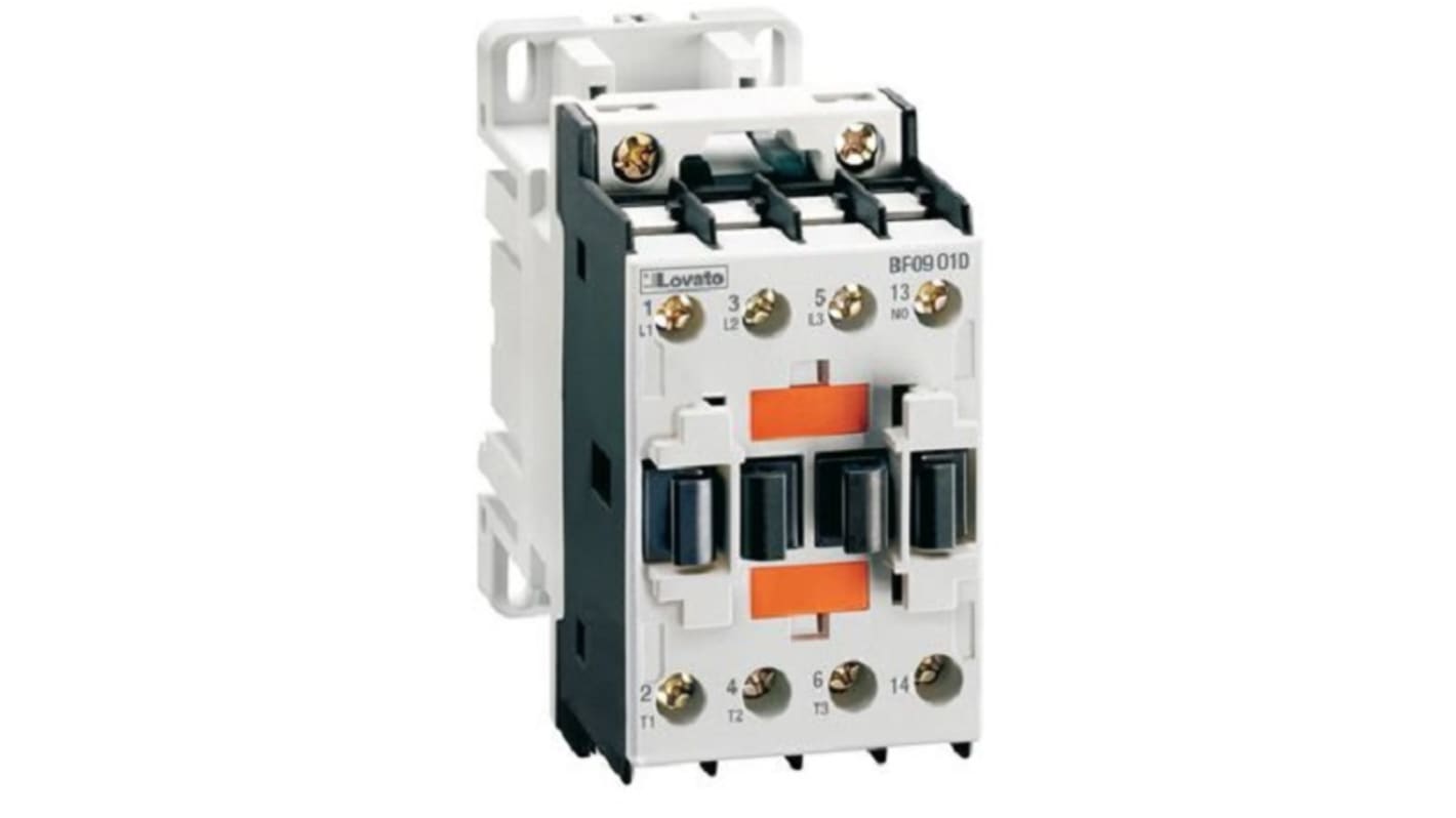 Contactor Lovato de 3 polos, 1 NA, 18 A, bobina 24 V dc, 10 kW