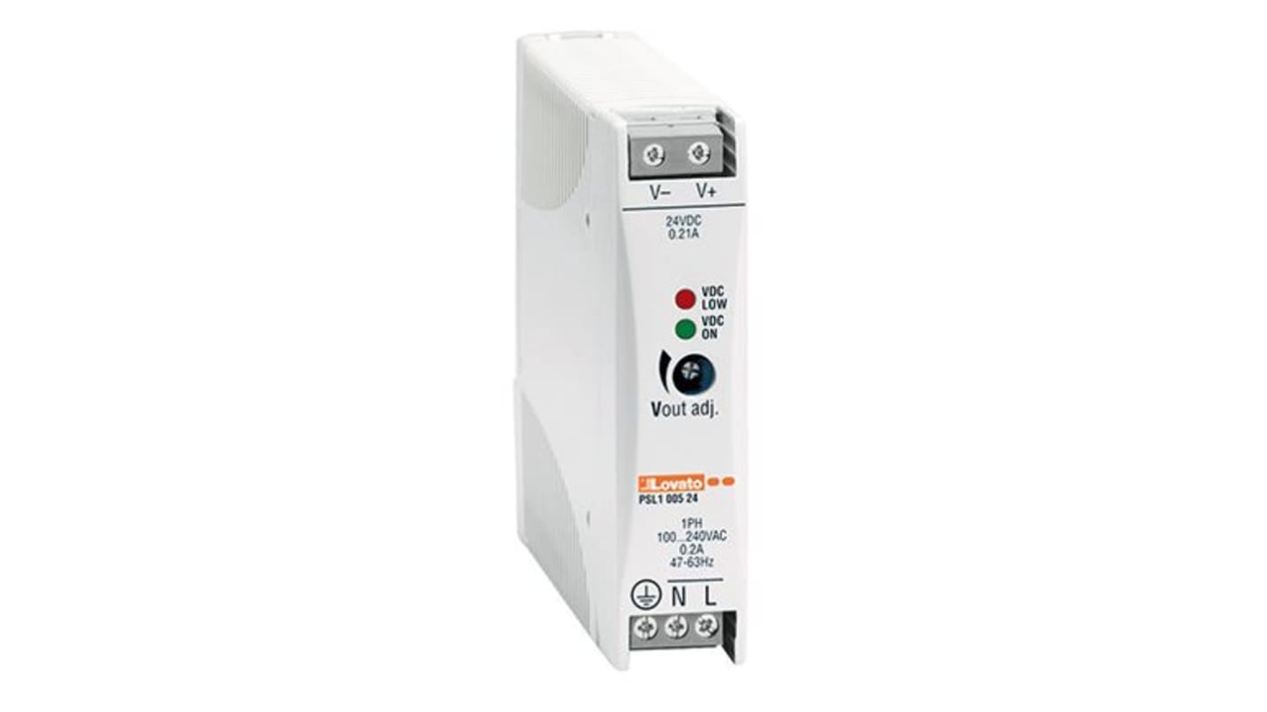 Lovato PSL Switched Mode DIN Rail Power Supply, 240V ac ac Input, 24V dc dc Output, 750mA Output