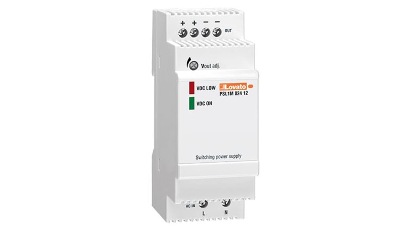 Lovato PSL Switched Mode DIN Rail Power Supply, 240V ac ac Input, 12V dc dc Output, 2A Output