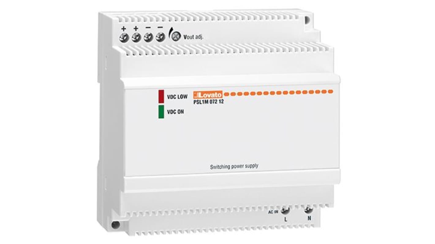 Lovato PSL Switched Mode DIN Rail Power Supply, 240V ac ac Input, 12V dc dc Output, 4.5A Output