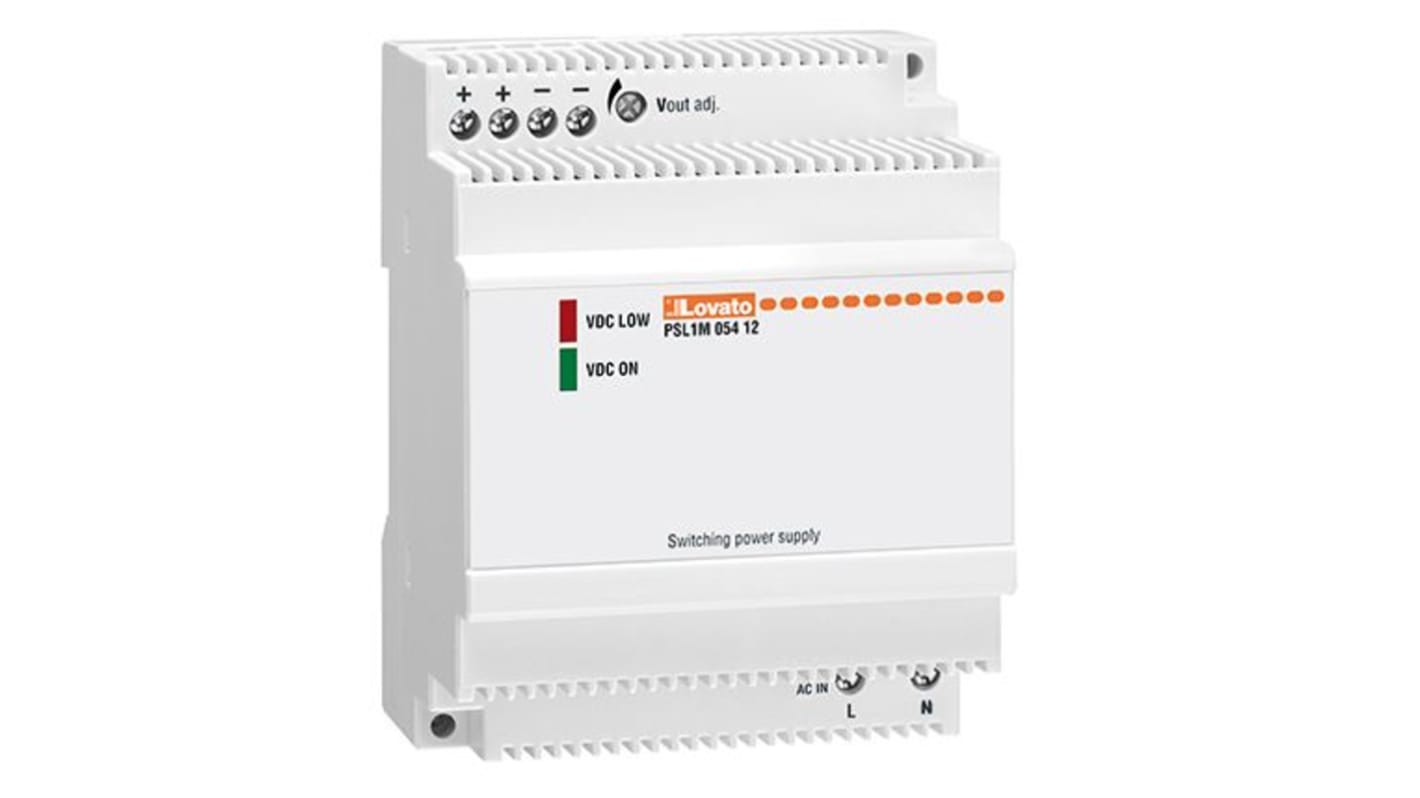 Lovato PSL Switched Mode DIN Rail Power Supply, 240V ac ac Input, 12V dc dc Output, 6A Output