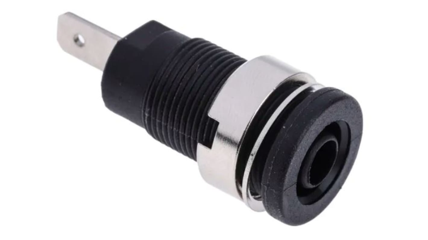 Conector banana hembra Hembra, 24A, 1000V, Contacto Níquel, Estaño, Negro