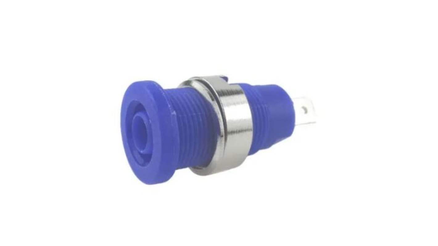 RS PRO Blue Female Banana Socket, 4 mm Connector, Tab Termination, 24A, 1000V, Nickel, Tin Plating