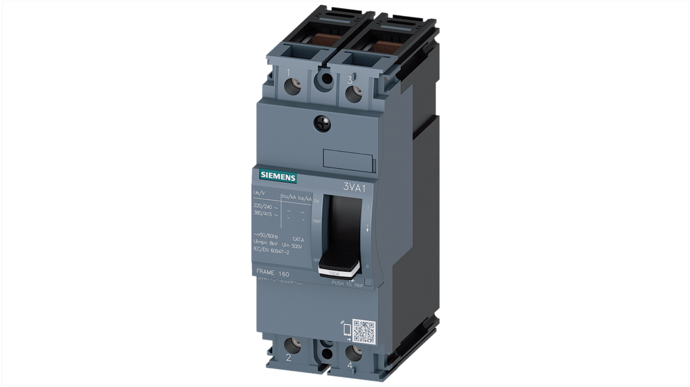 Disjoncteur Siemens 3VA1 2P, 63A, montage rail DIN