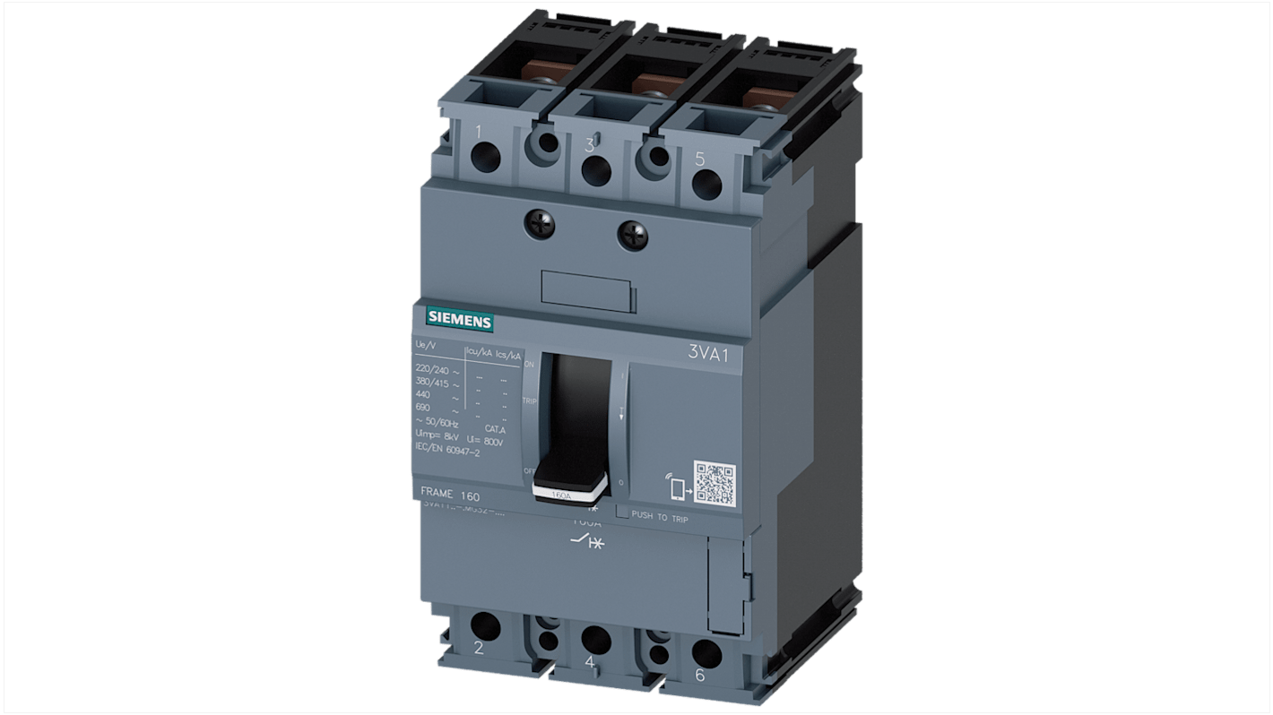 Siemens SENTRON 3VA1 MCB, 3P, 1A