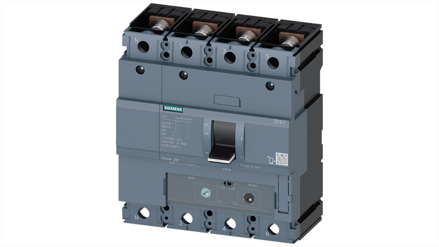 Siemens 3VA1 Leitungsschutzschalter, 4-polig 160A SENTRON DIN-Schienen-Montage