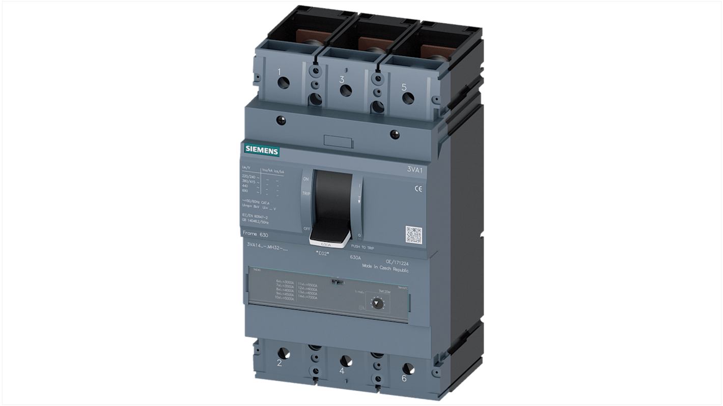 Disjoncteur Siemens 3VA1 3P, 400A, montage rail DIN