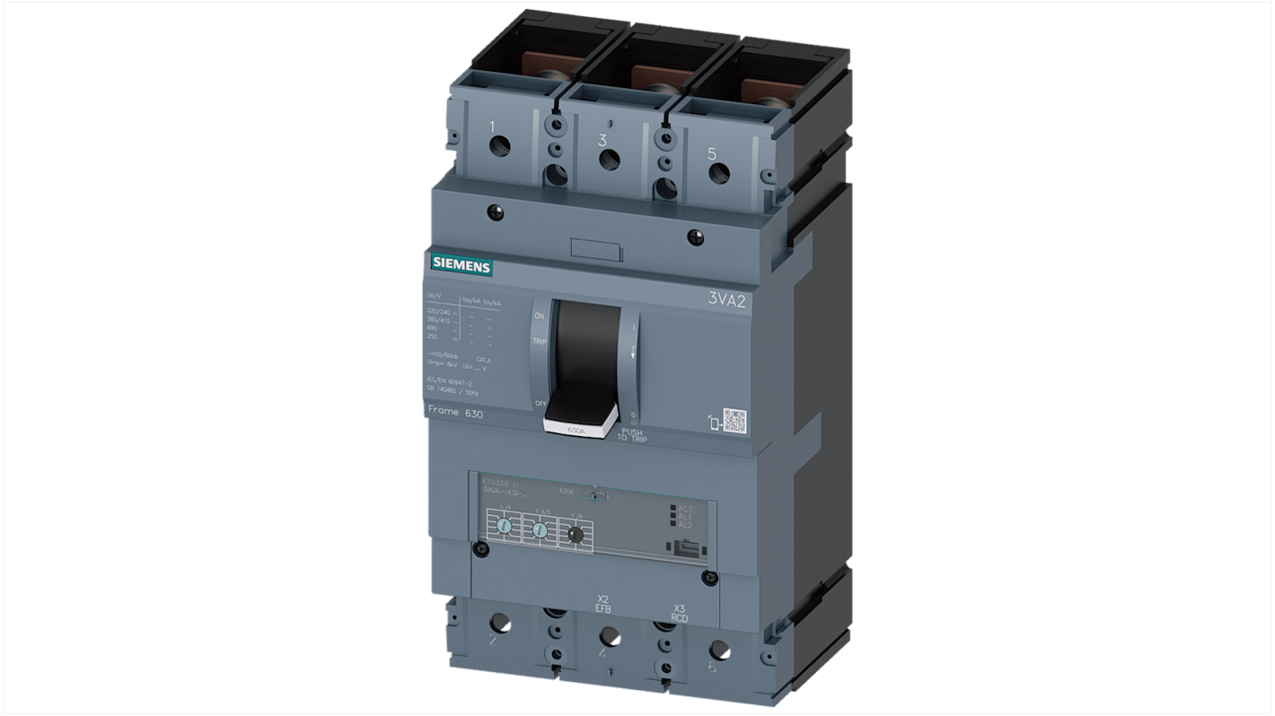 Siemens SENTRON 3VA2 MCB, 3P, 630A