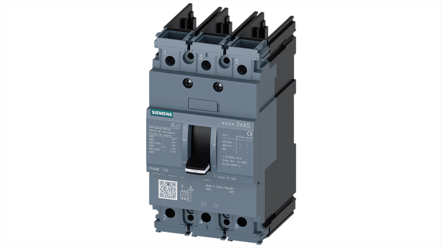 Siemens 3VA5 Leitungsschutzschalter, 3-polig 40A SENTRON DIN-Schienen-Montage