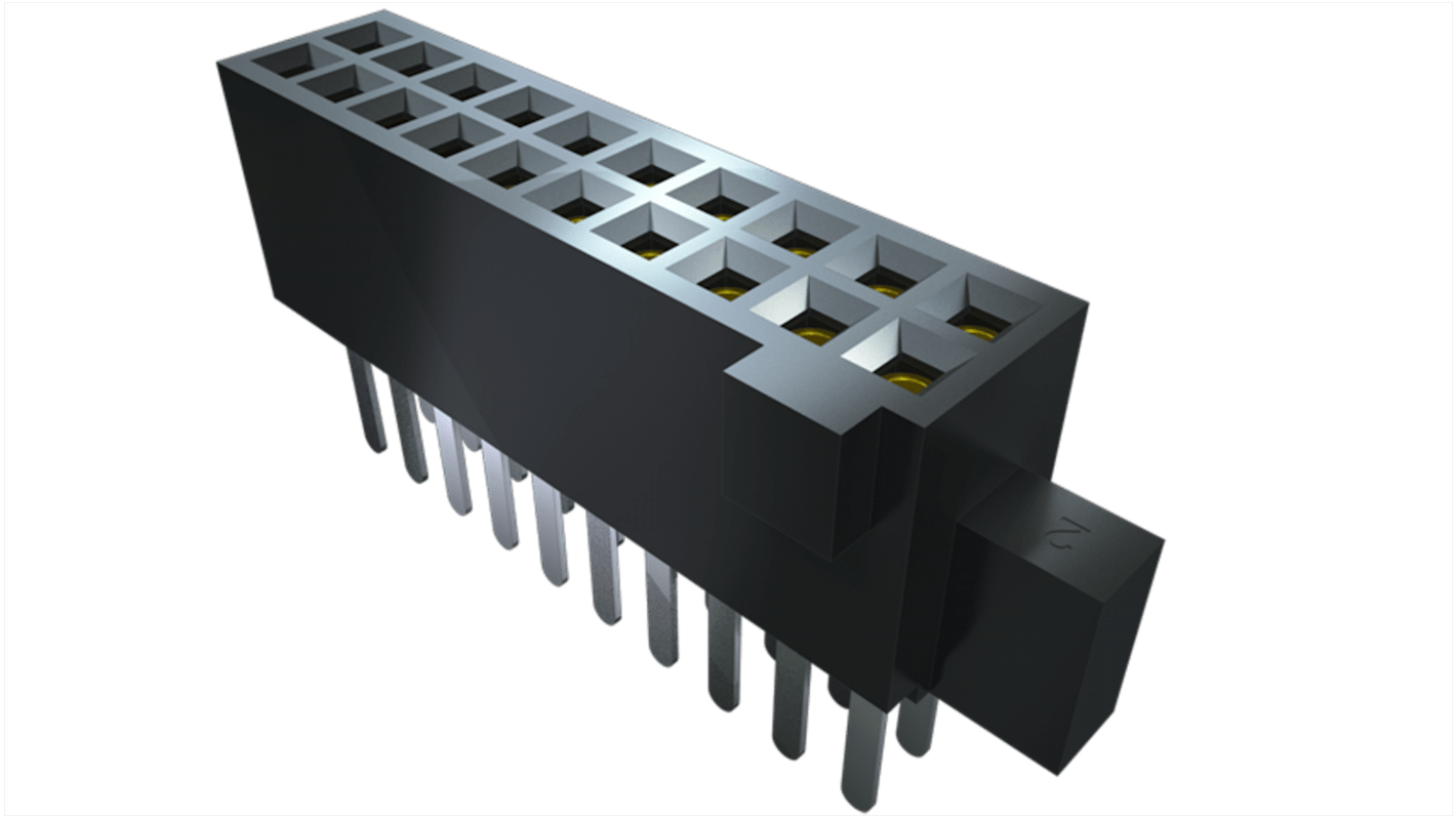 Samtec SFM Series Straight Through Hole Mount PCB Socket, 10-Contact, 2-Row, 1.27mm Pitch, Solder Termination