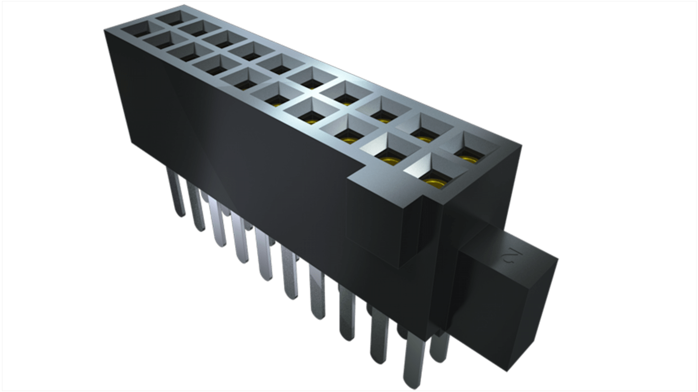 Connecteur femelle pour CI, 10 contacts, 2 rangées, 1.27mm, Traversant, Droit