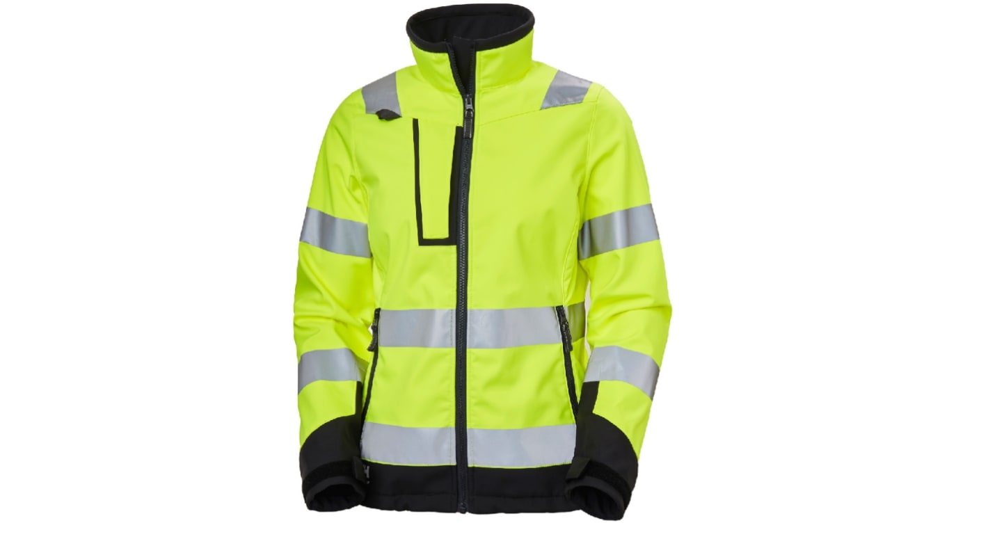 Giacca softshell ad alta visibilità Nero/Verde/Bianco/Giallo Helly Hansen, XS unisex, Impermeabile