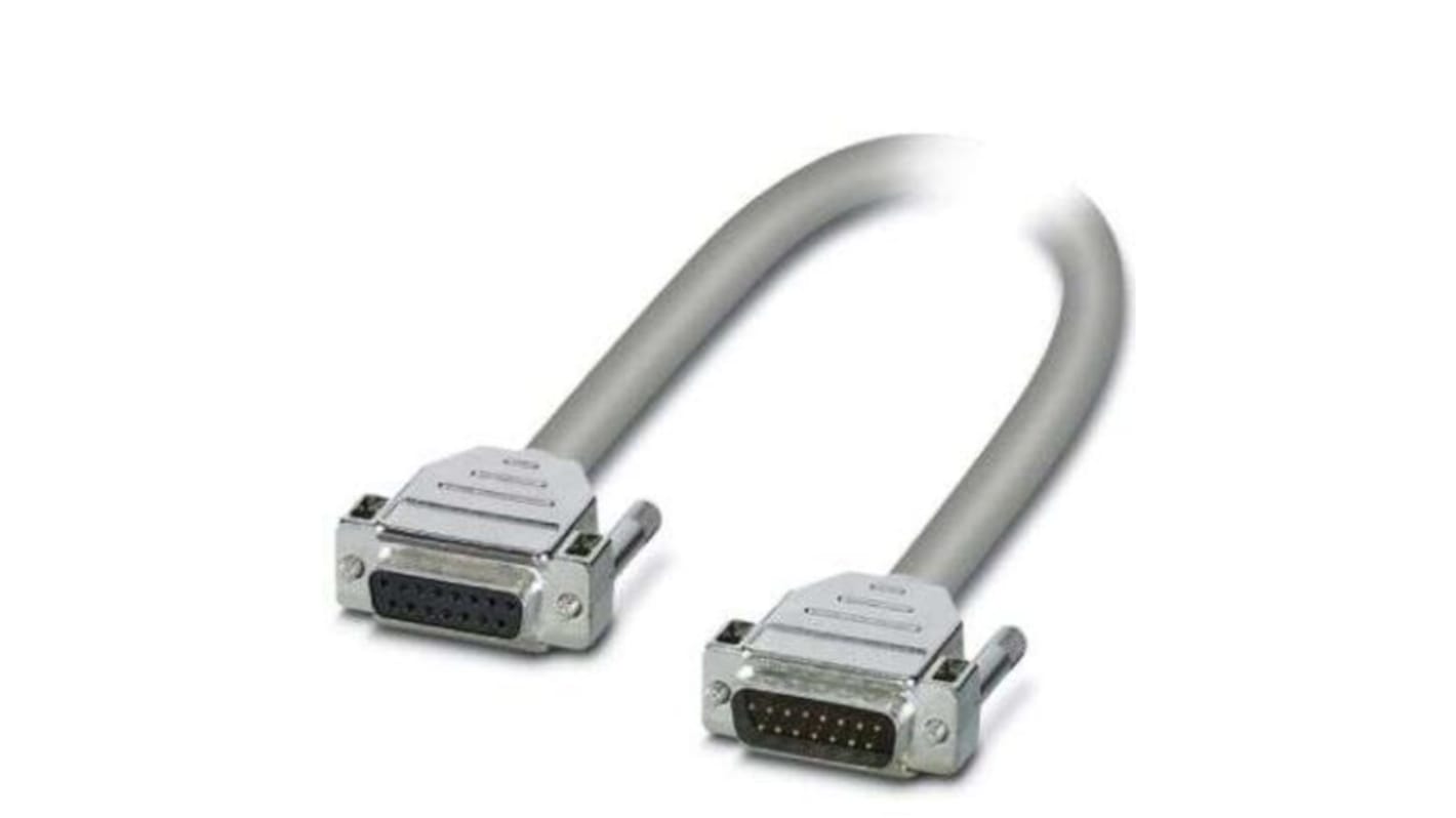 Cable serie Phoenix Contact CABLE-D15SUB/B/S, long. 1 m, color Gris, con. A: D-Sub 15 Pines Hembra, con. B: D-Sub 15