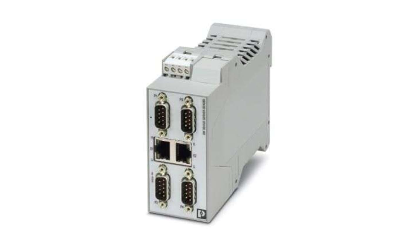 Phoenix Contact Serial Device Server, 2 Ethernet Port, 4 Serial Port, RS232, RS422, RS485 Interface
