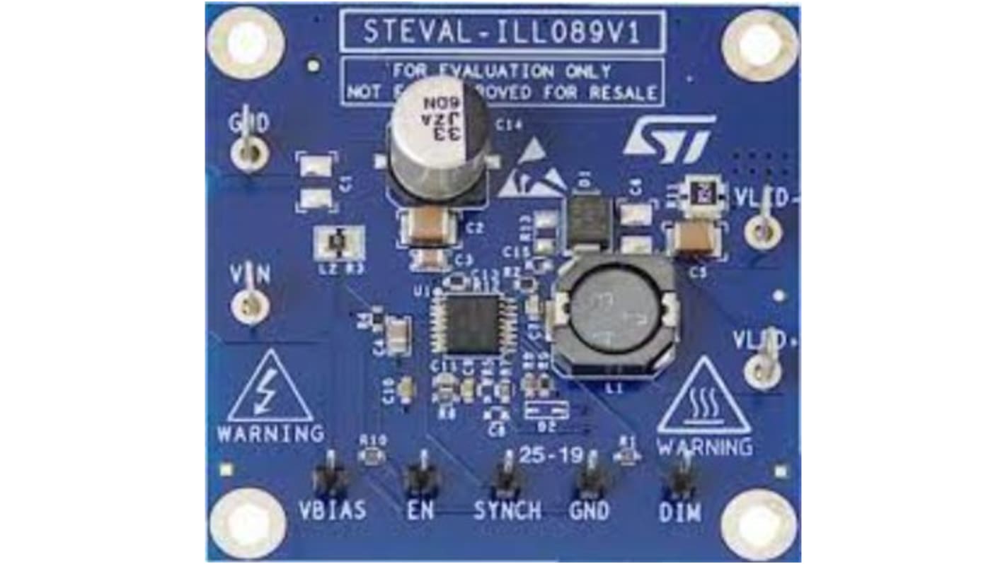 STMicroelectronics STEVAL-ILL089V1, 1 A Buck LED Driver Board Based on the ALED6000 Automotive-Grade Dimmable LED