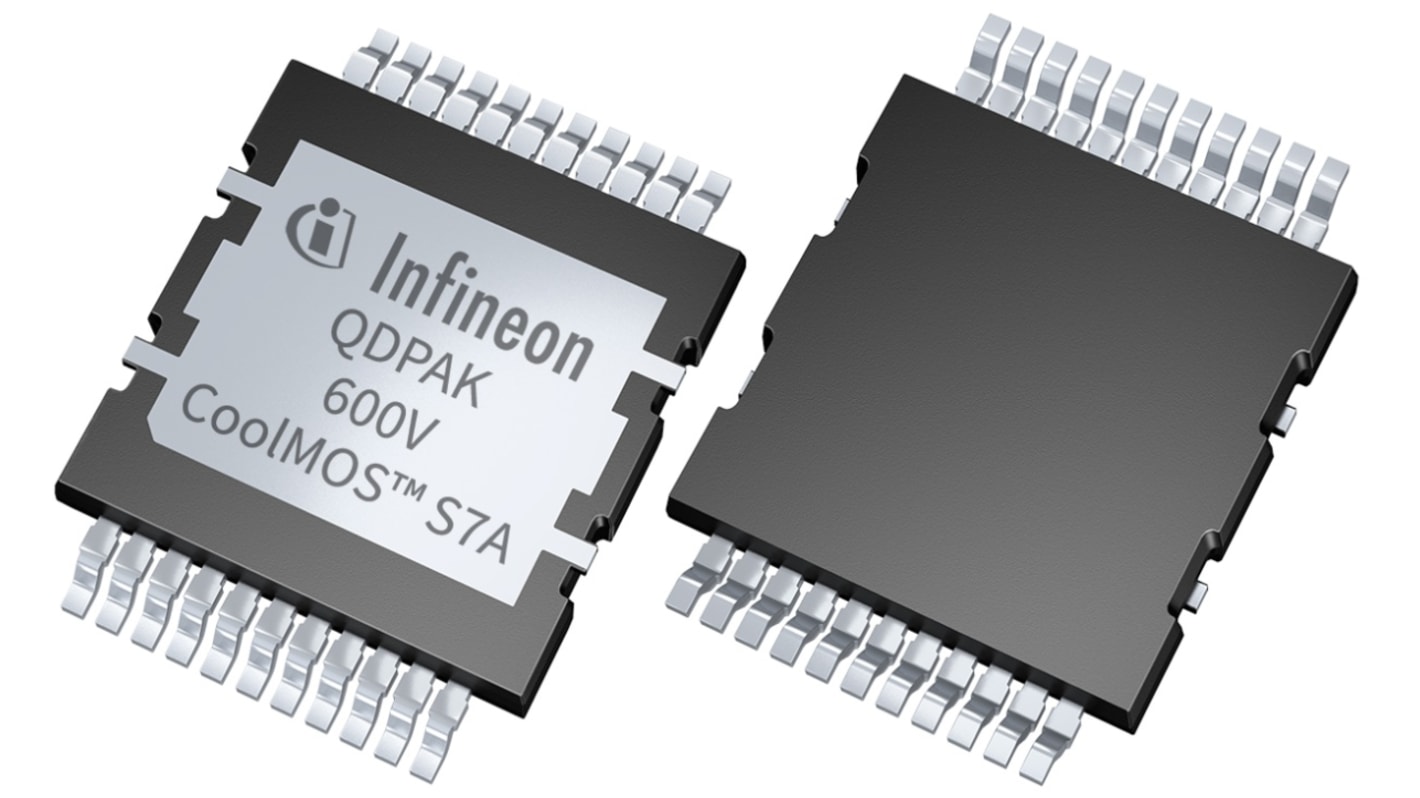 MOSFET Infineon IPDQ60R010S7AXTMA1, VDSS 600 V, ID 50 A, QDPAK de 22 pines