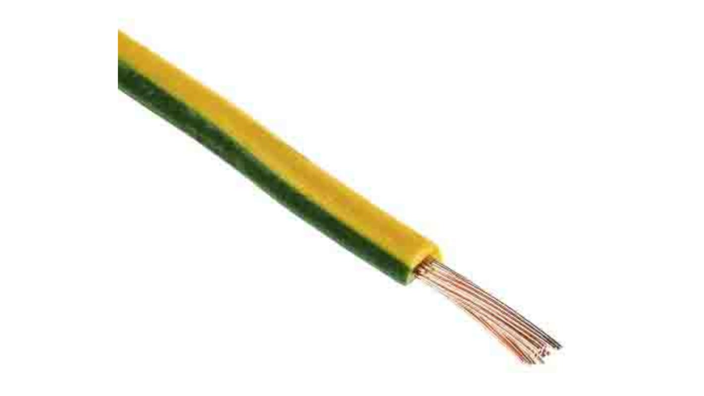 Cable de conexión RS PRO, área transversal 1,5 mm² Filamentos del Núcleo 30/0,2 mm Verde/Amarillo, 10 a 1 Vdc, 35 a 600