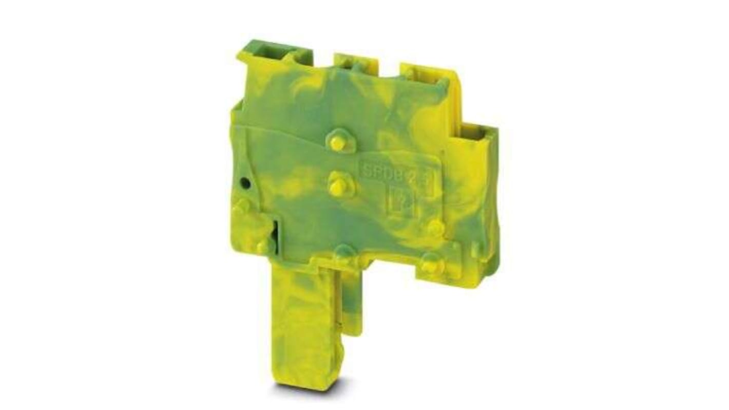 Phoenix Contact SPDB Series SPDB 2,5/ 1-M GNYE Terminal Plug, 1-Way, 24A, 28 - 12 Wire, Spring Cage Termination