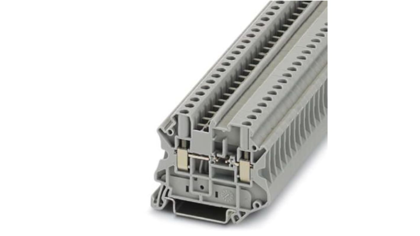 Phoenix Contact UT Series UT 4-MTD-BE Feed Through Terminal Block, 2-Way, 500mA, 26-10-2020 AWG Wire, Screw Termination