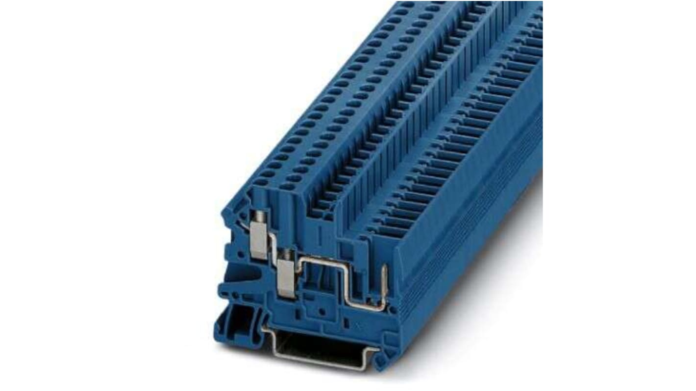 Phoenix Contact UT Series UT 2,5-TWIN/1P BU Feed Through Terminal Block, 3-Way, 24A, 26-12-2020 AWG Wire, Screw