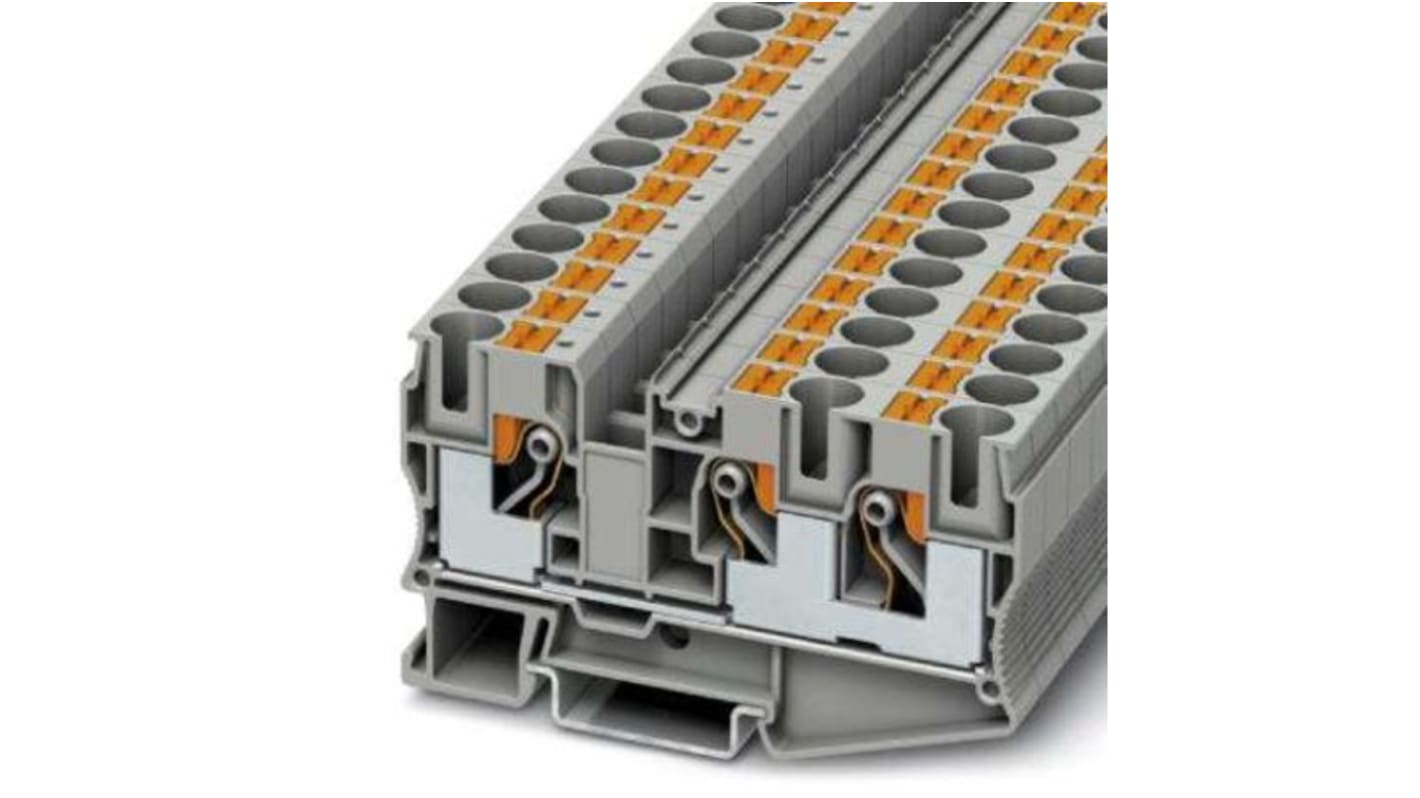 Phoenix Contact PT 10 Series Grey Component Terminal Block, 16mm², Push In Termination, ATEX, IECEx