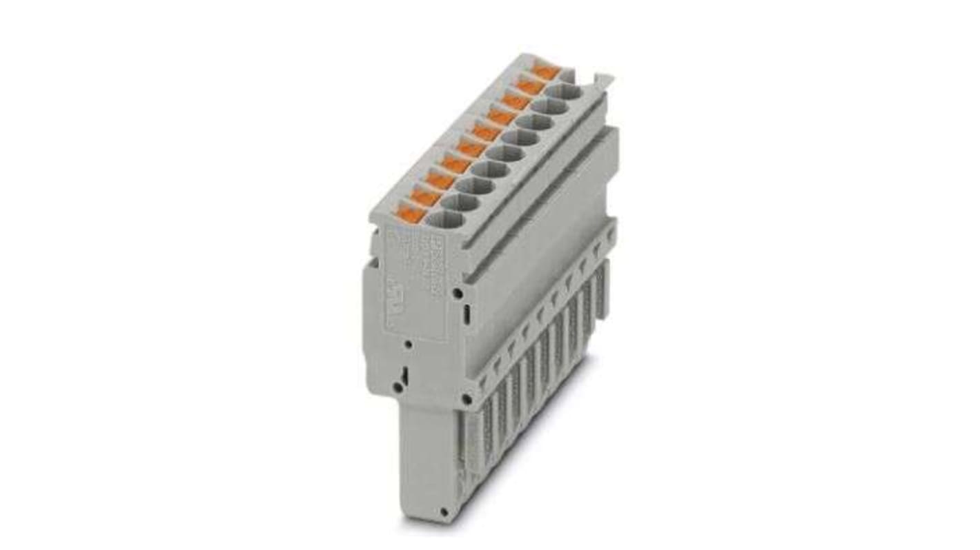 Phoenix Contact 44326, PP-H 2 Series Grey Combi Plug, 4mm², Push In Termination