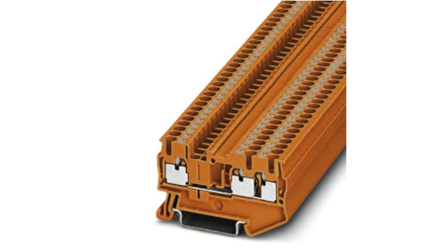 Phoenix Contact PT 2.5-TWIN OG Series Orange Component Terminal Block, 4mm², Push In Termination, ATEX, IECEx