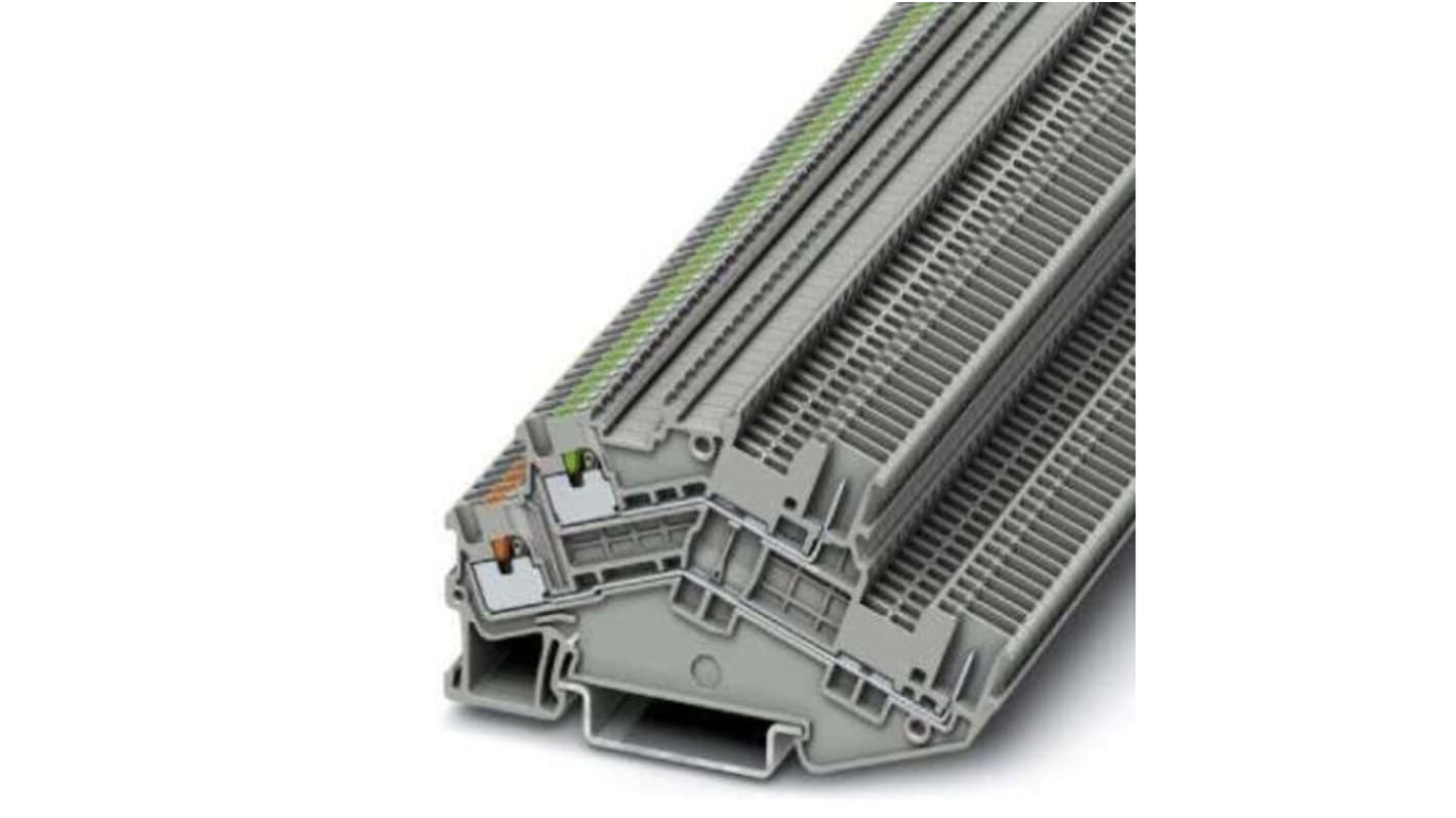 Phoenix Contact PTTBS 1.5/S/2P/U-OG/O-GN Series Grey Multi Level Terminal Block, 0.14 → 1.5mm², Push In