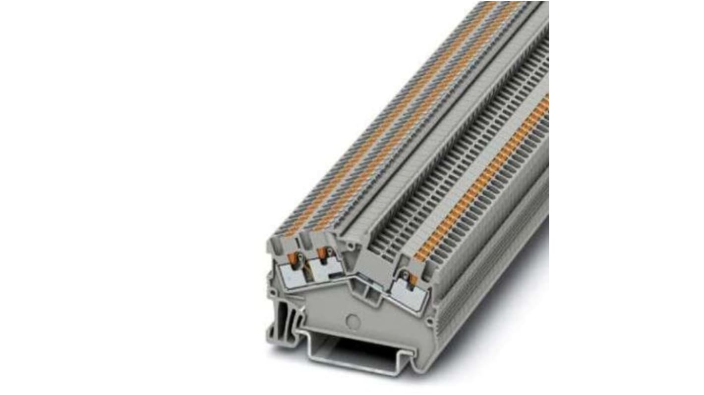 Phoenix Contact PTS 1.5/S-TWIN Series Grey Feed Through Terminal Block, 0.14 → 1.5mm², Push In Termination,