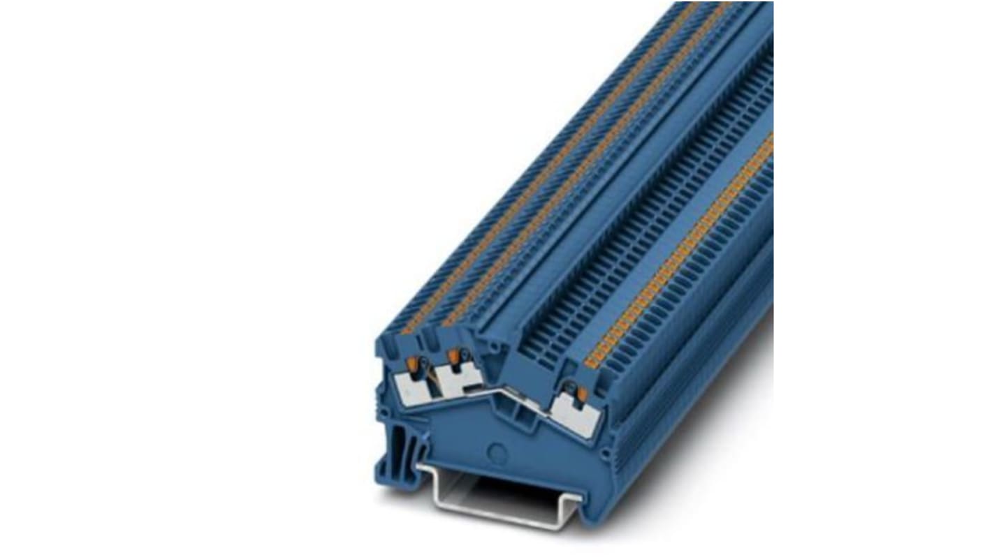 Phoenix Contact PTS 1.5/S-TWIN BU Series Blue Feed Through Terminal Block, 0.14 → 1.5mm², Push In Termination,