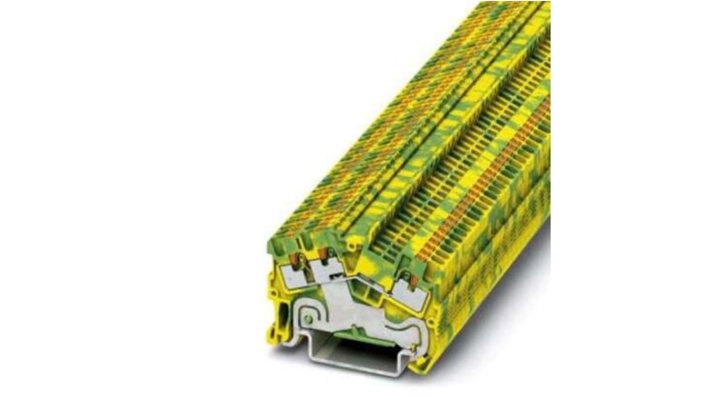 Phoenix Contact PTS 1.5/S-TWIN-PE Series Earth Terminal Block, 0.14 → 1.5mm², Push In Termination, ATEX, IECEx