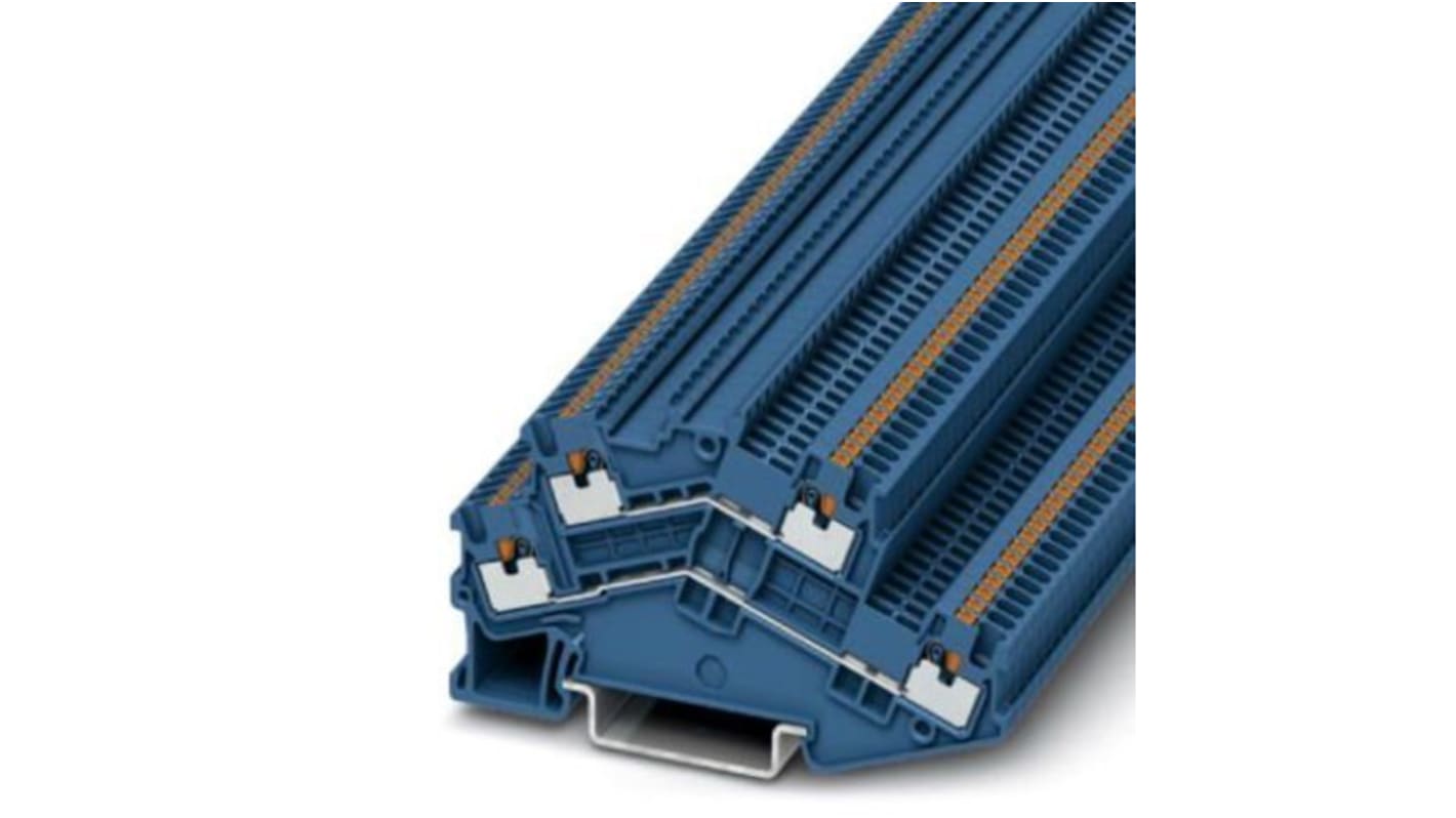 Phoenix Contact PTTBS 1.5/S BU Series Blue Double Level Terminal Block, 0.14 → 1.5mm², Push In Termination,