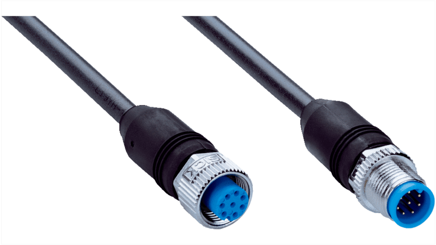 Sick 8 leder M12 til M12 Sensor/aktuatorkabel, 1m kabel