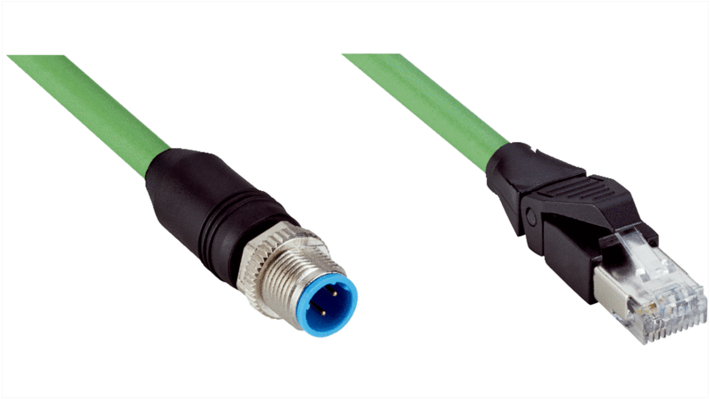 Sick Ethernetkabel, 10m, Grün Patchkabel, A M12 Stecker, B RJ45, Aussen ø 6.7mm, PUR