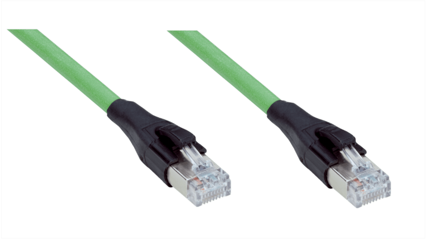 Sick Male RJ45 to Male RJ45 Ethernet Cable, Green PUR Sheath, 5m