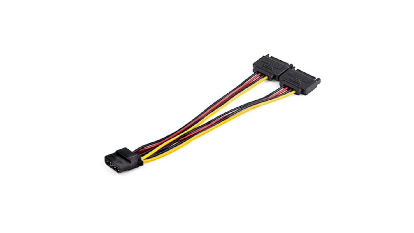 StarTech.com, A csatl.: 2 db SATA adattovábbítás, B csatl.: LP4, 150mm, Fekete/Piros/Sárga