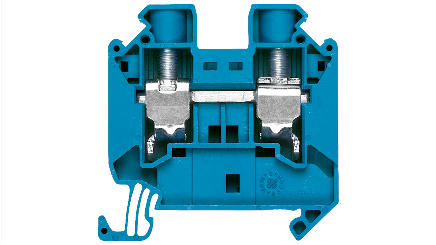 Bloc de jonction rail DIN Siemens 8WH1000, 10mm², A visser, Bleu