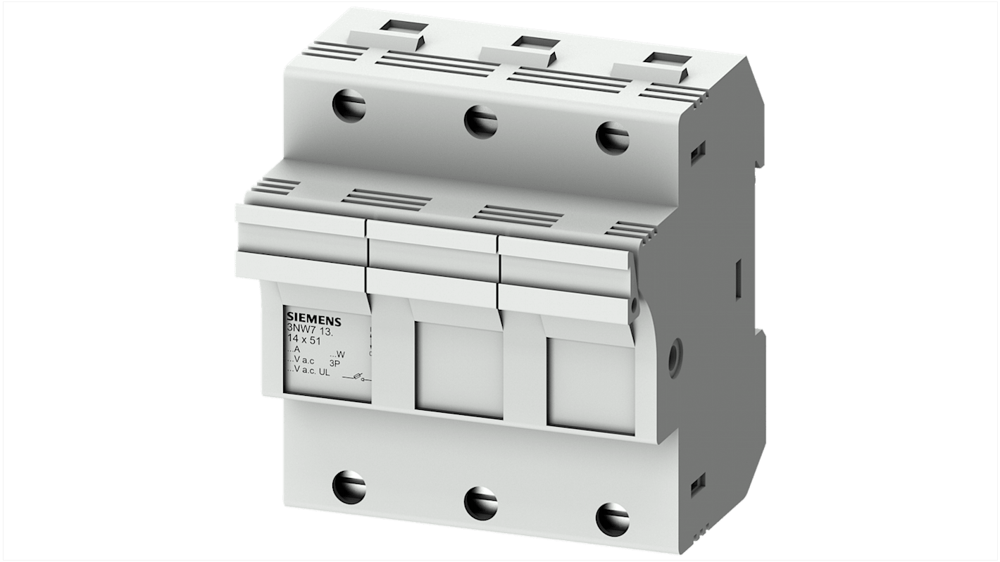 Siemens 50A Rail Mount Fuse Holder for 14 x 51mm Fuse, 3P, 690V