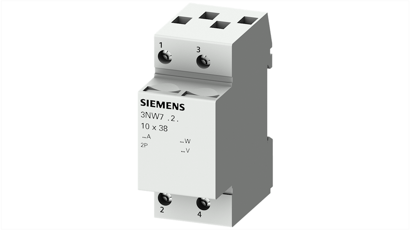 Siemens 20A Rail Mount Fuse Holder for 8 x 32mm Fuse, 2P, 400V